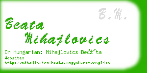 beata mihajlovics business card